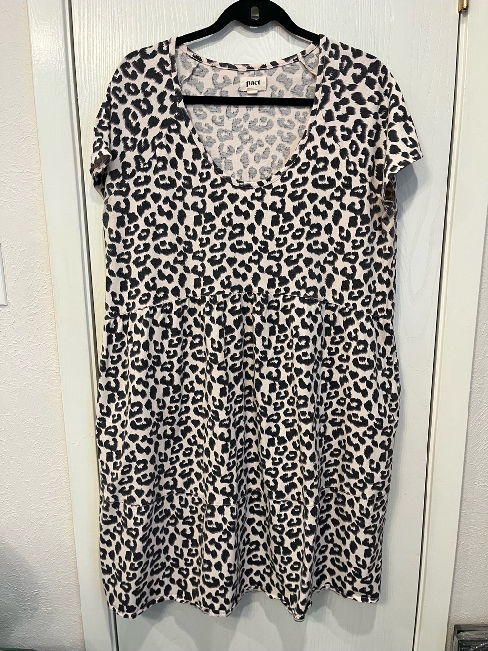 Pact Organic Cotton Blend Dress Baby Doll Leopard Fit & Flare Pockets Size XL